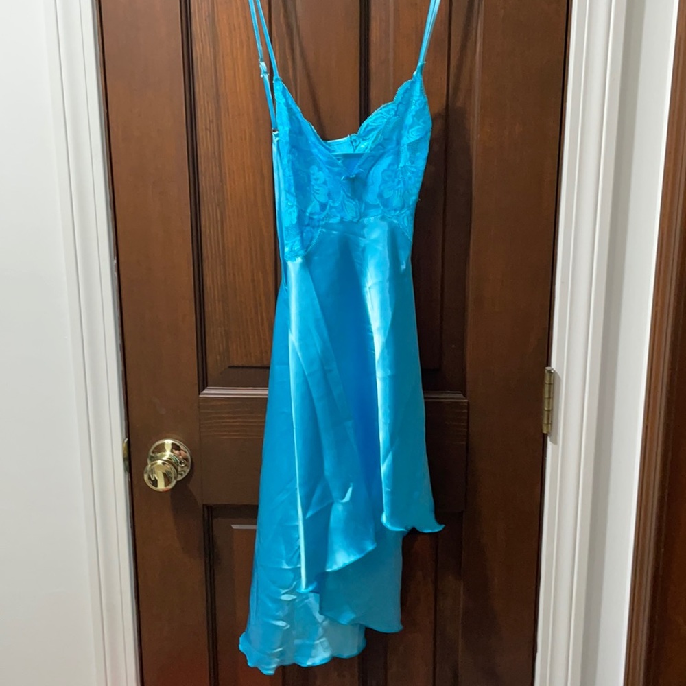 Shirley of Hollywood Blue Babydoll Satin Lace Lg